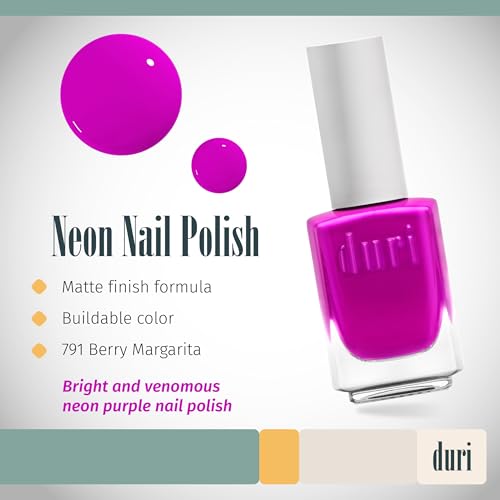 duri 791 Berry Margarita - Neon Purple Nail Polish, Semi Matte, - Product Imagery