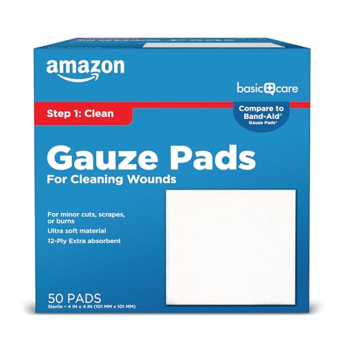 Amazon Basic Care Gauze Pads, 4x4" Sterile Medical Wound - Product Imagery