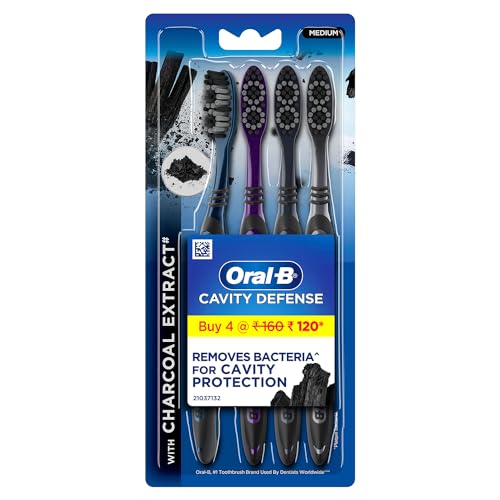 Oral-B Cavity Defense 123 Black Toothbrush � Medium (Pack of 4) - Product Imagery