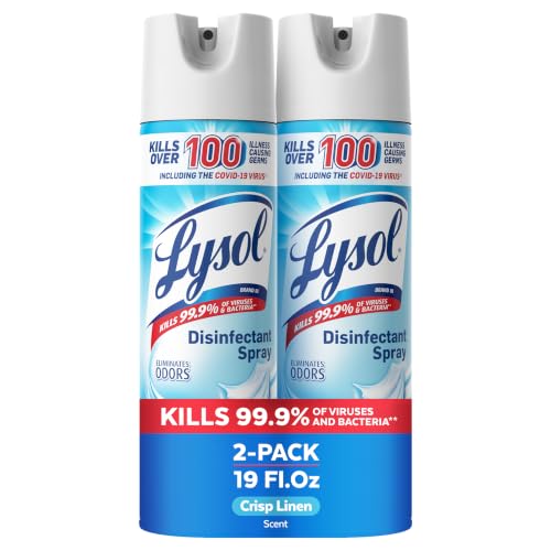 Lysol Disinfectant Spray, Sanitizer, Crisp Linen, 19 oz, 2 Pack - Product Imagery