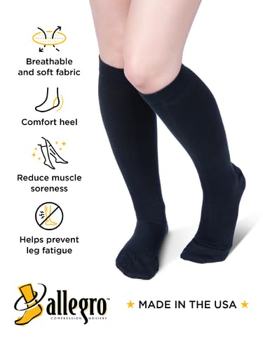 Allegro Unisex Cotton Knee High Firm Graduated Compression Socks - Product Imagery