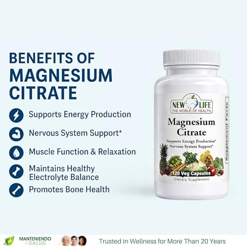 New Life Magnesium Citrate 400mg, Nervous Support, 120 Veg - Product Imagery