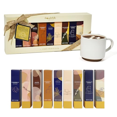 Thoughtfully Hot Chocolate Gift Set, Gourmet Cocoa Mix Collection, Gift Box Set of 9