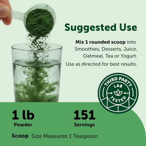 Organic Spirulina Powder, 1lb | Blue-Green Algae, Naturally - Product Imagery