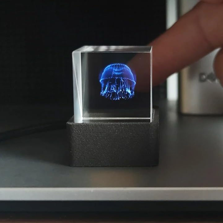 MLWSHR HolaCube WiFi Holographic Crystal 3D Photo Display, Smart Weather Station & Digital Clock with GIF Animations and