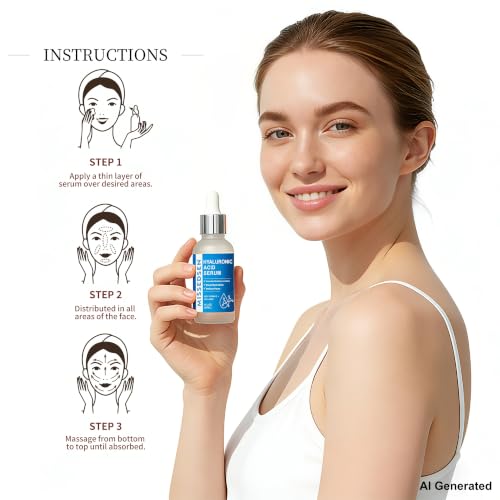 Hyaluronic Acid Serum with Collagen Vitamin E Oil, 1Fl oz - Product Imagery