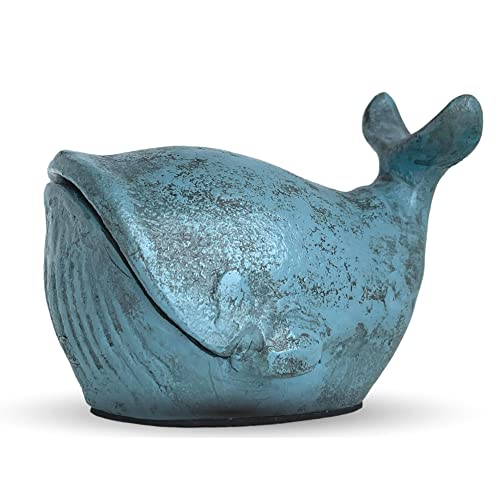 Cast Iron Whale Door Stop, 3.3 lb Heavy Decorative Nautical Doorstop – Blue, Metal