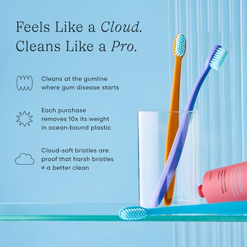 Cocobrush Ultra Soft Manual Toothbrush by COCOLAB, Cherry Blossom - Product Imagery