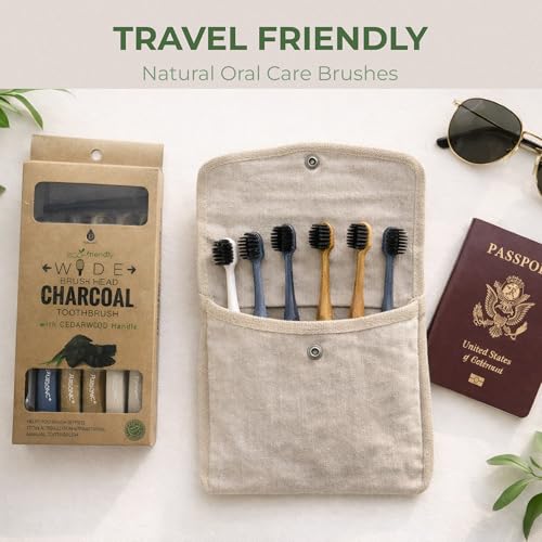 Pursonic Wide Head Toothbrush Set with Cedarwood Wooden Handle & - Product Imagery