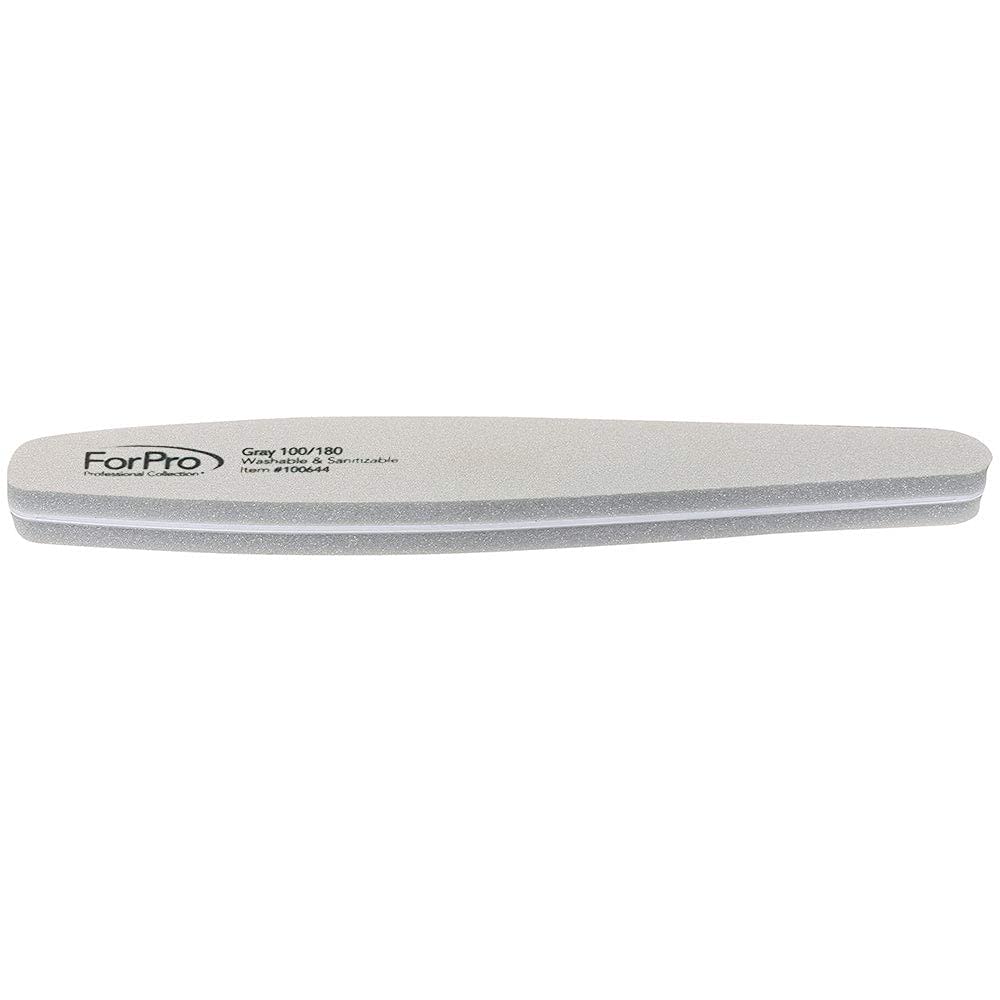 Set of 12 ForPro Professional Collection nail file sponge boards with 100/180 grit for shaping and buffing nails.