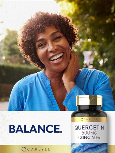 Carlyle Quercetin 500mg Capsules | with 50mg Zinc | 100 Count - Product Imagery