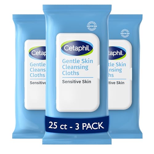 Cetaphil Cleansing Face & Body Wipes, Fragrance Free, 25ct, 3-Pack – White, Fragrance Free, Unscented