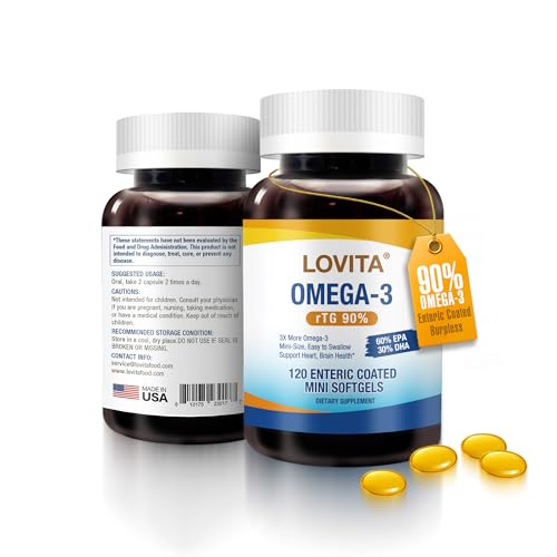 LOVITA Omega-3 Fish Oil 2000 mg, Triglyceride rTG, 120 Mini - Product Imagery