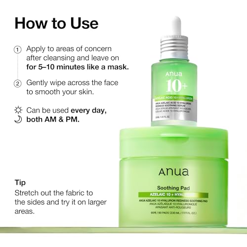 Anua Azelaic Acid 10 Hyaluronic Acid Soothing Toner Pads, 90 Pads - Product Imagery