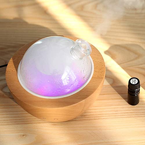 Glass Aromatherapy Essential Oil Diffuser, 200ml Natural Wood - Product Imagery