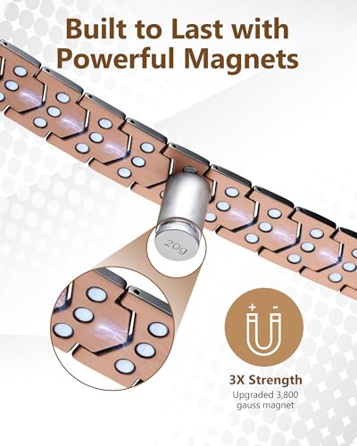 Feraco Copper Bracelet for Men Magnetic Therapy Bracelet Jewelry - Product Imagery