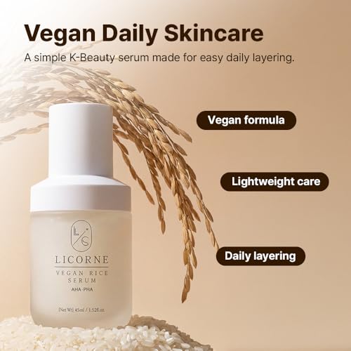 Licorne Vegan Rice Serum Korean Serum For Face With AHA PHA, - Product Imagery