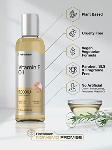 Horbäach Vitamin E Oil | 5000 IU | 8 oz (2 x 4oz) Value Pack - Product Imagery