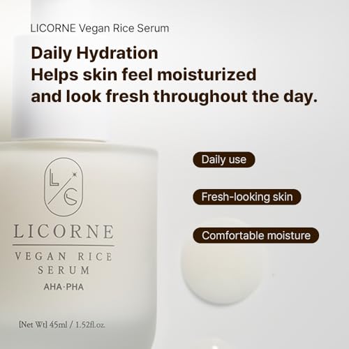 Licorne Vegan Rice Serum Korean Serum For Face With AHA PHA, - Product Imagery