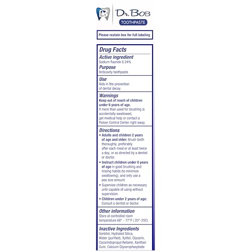 Dr. Bob Unflavored Toothpaste - Anticavity Fluoride Gel, 4 oz - Product Imagery