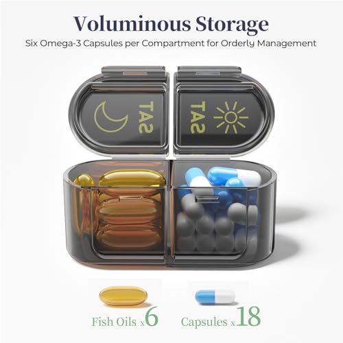 Betife AM PM Pill Organizer 7 Day, Weekly Pill Organizer Box 2 - Product Imagery