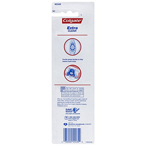 Colgate Extra Clean Full Head Toothbrush, Medium - 3 Count (Pack - Product Imagery