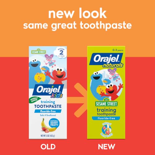 Orajel Naturals Sesame Street Kids Fluoride-Free Toothpaste, - Product Imagery