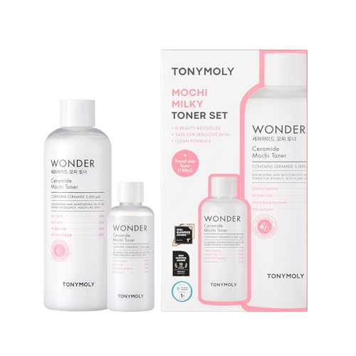 TONYMOLY Wonder Ceramide Mochi Toner Set - Hyaluronic Acid, Barrier Repair – Light Citrus Scent