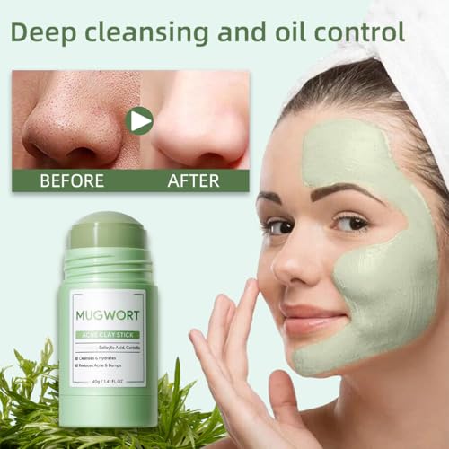2 Pcs Face Mask Stick for Face，Volcanic and Wormwood Mud Mask - Product Imagery