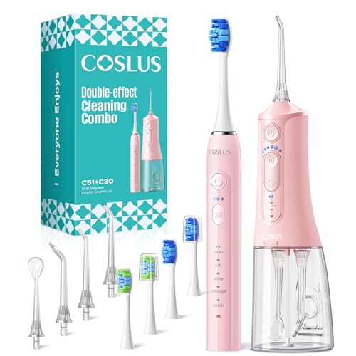 COSLUS C51C30 Water Flosser Electric Toothbrush Combo, 2-1 Oral - Product Imagery