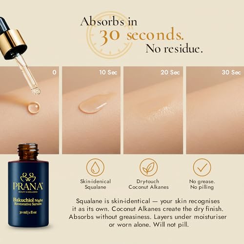 PRANA Beauty Bakuchiol Night Face Serum 30ml | Natural Retinol - Product Imagery