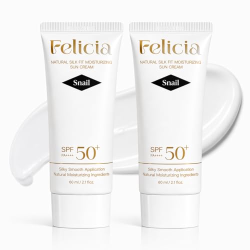 Korean Snail Mucin Sunscreen - SPF 50+ PA++++ Korean Glass Skin Sun Cream with Snail Mucin & Ceramide, Moisturizing & Li