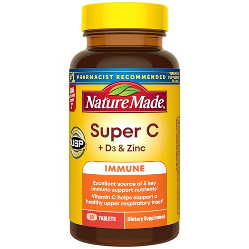 Nature Made Super C Tablets with Vitamin D3 and Zinc, 60 Tablets - Product Imagery