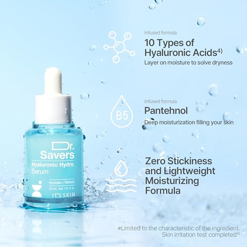 Dr. Savers Hyaluronic Acid Face Serum, Korean Skincare, 1.01 Fl - Product Imagery