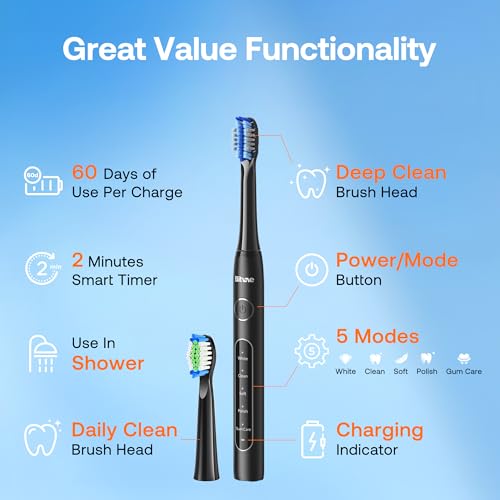 Bitvae ADA Accepted Electric Toothbrush, 60-Day Battery Travel - Product Imagery
