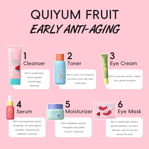 QUIYUM Daily Skincare Set for Young Women, 6-Piece Facial Care - Product Imagery