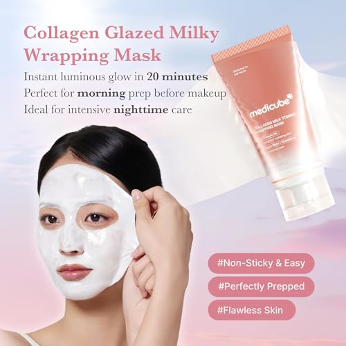 medicube Wrapping Mask Collagen Glazed Milky Glow - Daytime Peel - Product Imagery