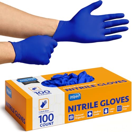 Inspire Cobalt Blue Nitrile Disposable Gloves | 4.5 Nitrile - Product Imagery
