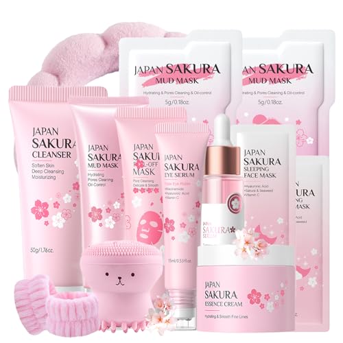 EONFAVE Sakura Skin Care Set for Teen Girls Birthday Gifts - Kids Skin Care Set for girls Ages 8-12 -Skincare for Girls 