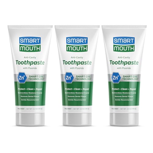 SmartMouth Anti-Cavity + Zinc Toothpaste, 3.4 oz, 3-Pack - Product Imagery