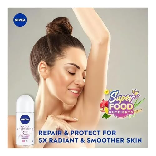 NIVEA Extra Brightening Flavor, Roll-On Deodorant, Alcohol-Free, - Product Imagery