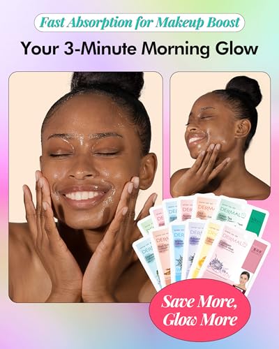 DERMAL 24 Combo Korean Essence Sheet Mask Variety Pack, Collagen - Product Imagery