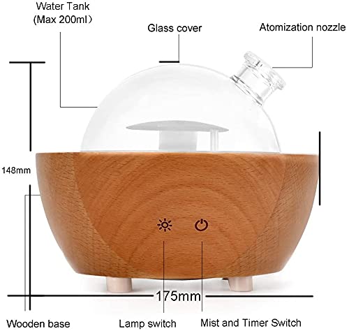 Glass Aromatherapy Essential Oil Diffuser, 200ml Natural Wood - Product Imagery