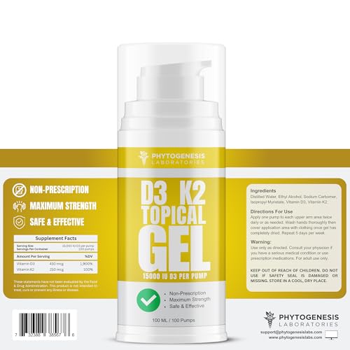 Phytogenesis Vitamin D3 K2 Topical Gel - Product Imagery