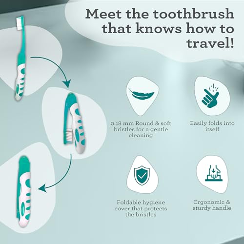 GuruNanda Folding Travel Toothbrush with Hydroxyapatite - Product Imagery