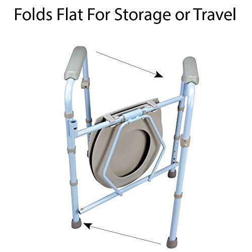 Carex 3-in-1 Folding Bedside Commode and Raised Toilet Seat, - Product Imagery