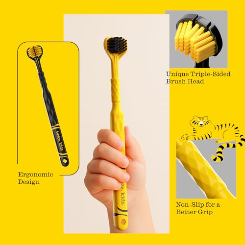 Twice Kids 3D Triple-Head Toothbrush – Extra-Soft Bristles for - Product Imagery
