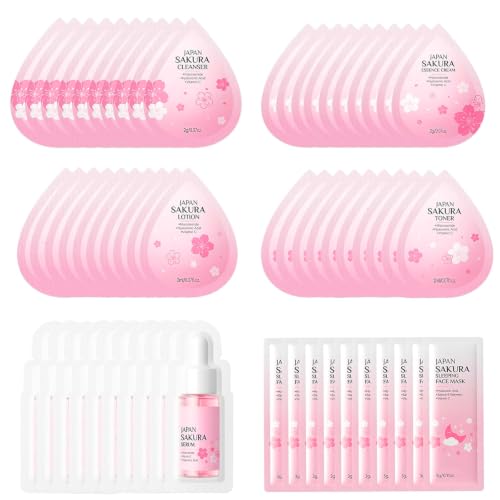 60PCS Sakura Skin Care Set, Mini Travel Skincare Set for Women & - Product Imagery