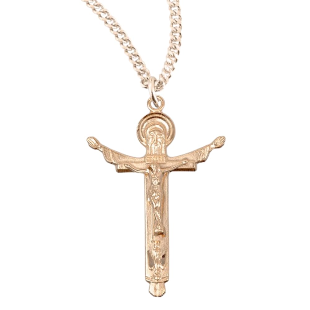 Everlasting Light Jewelry .925 Sterling Silver Holy Trinity Crucifix, Trinity Cross Pendant Necklace With Gift Box & Cha