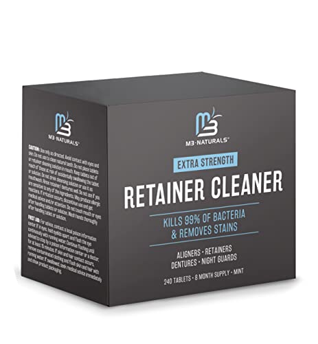M3 Naturals Retainer Cleaner Tablets, Denture Cleaner, Mint, 8 Month Supply by M3 – Extra Strength Cleaning Formula, Min